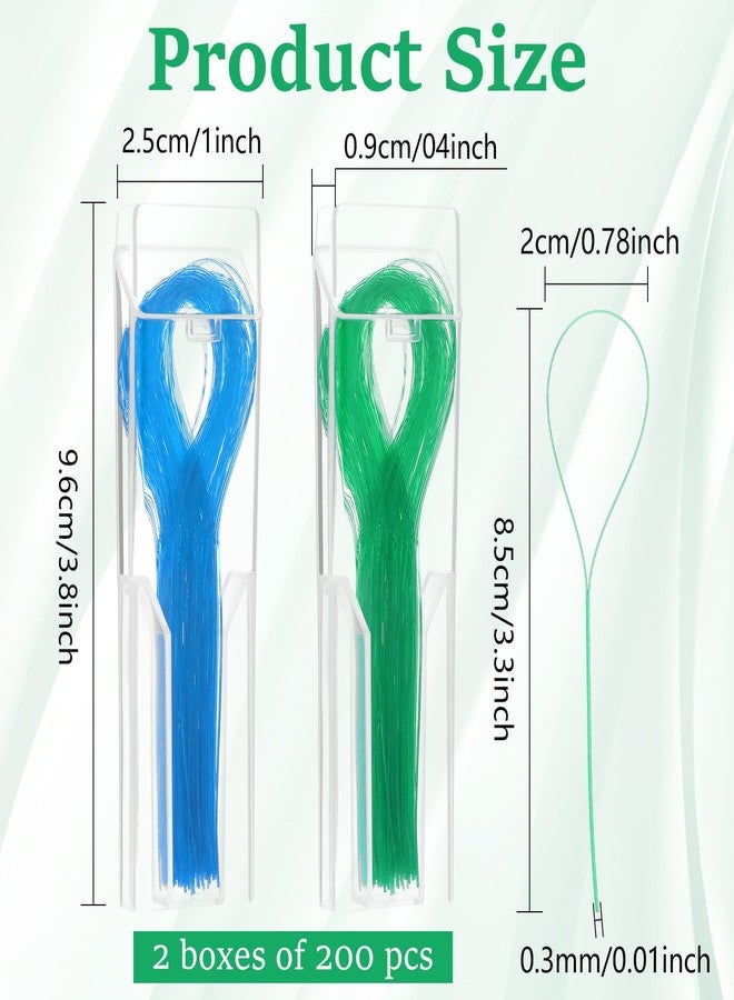 Larrel 200 Count Floss Threader,Floss for Braces Bridge Flossers for Adults Bridges Orthodontic Dental Flossers Threaders with Box for Braces Bridges and Implants(Blue Green) - Image 2